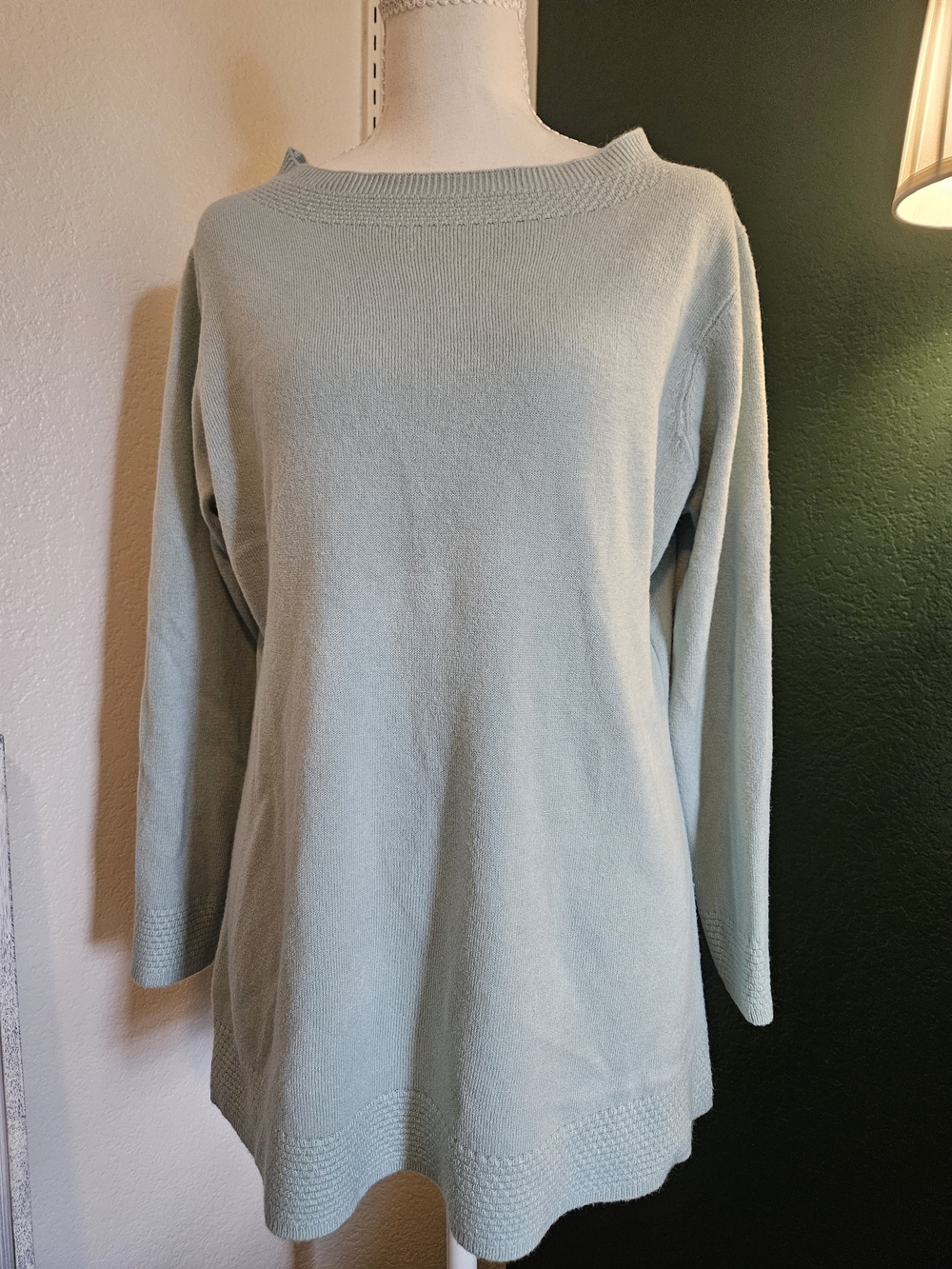 Karen Scott Sage Green Boatneck Knit Tunic Sweater